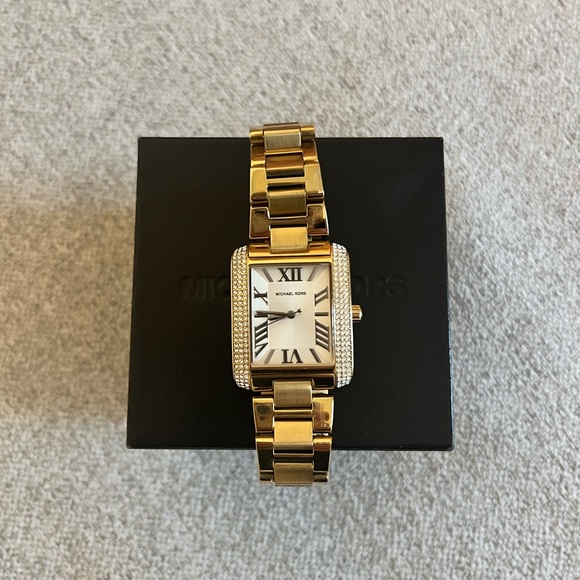 Gold toned Micheal Kors rectangle watch - Picture 8 of 10